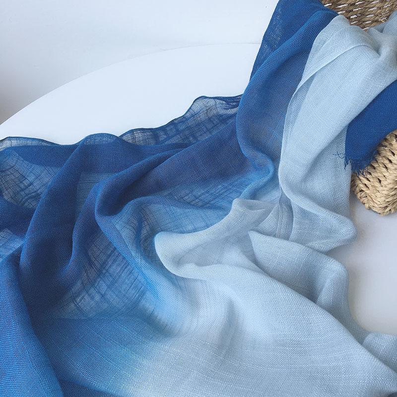 Batik Human Cotton Segment Dye Scarf Bamboo Cotton Blue Dye Beach Outdoor Sports Sun Protection Silk Scarf Shawl