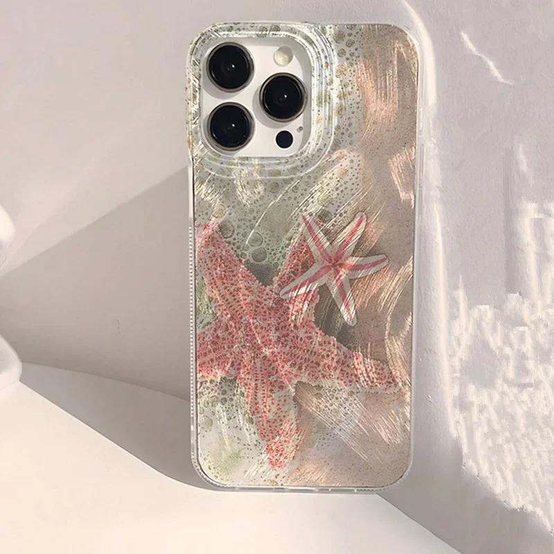Luxury Ocean Whale Starfish Swimming Phone Case for Xiaomi Redmi Note 13 12 12s 11 10 9 8 7 Pro Plus 4G 5G Feather Texture Cover