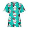 Women's Christmas  Dress Printed Short Sleeve V-Neck Top  Workwear Casual Pocket Top