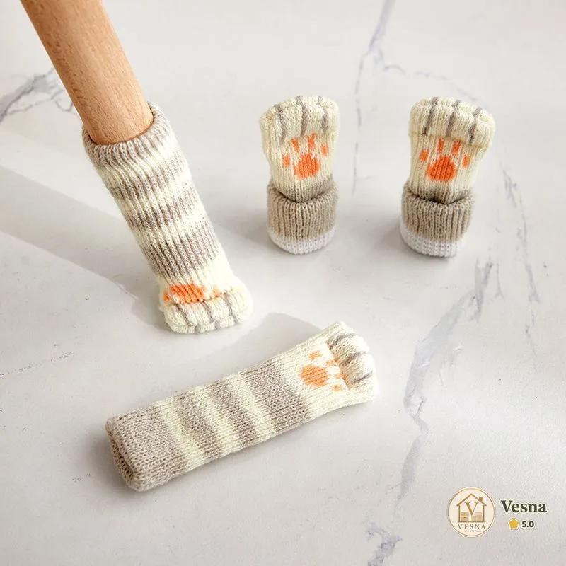 Knitted Yarn Table and Chair Leg Socks with Door Handle Covers, 1 Piece