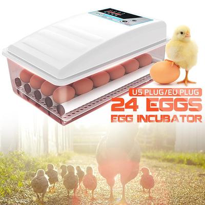 24 äggvändande inkubatorer Automatisk fågelkycklinganka Fjäderfäkläckare Temperaturkontroll