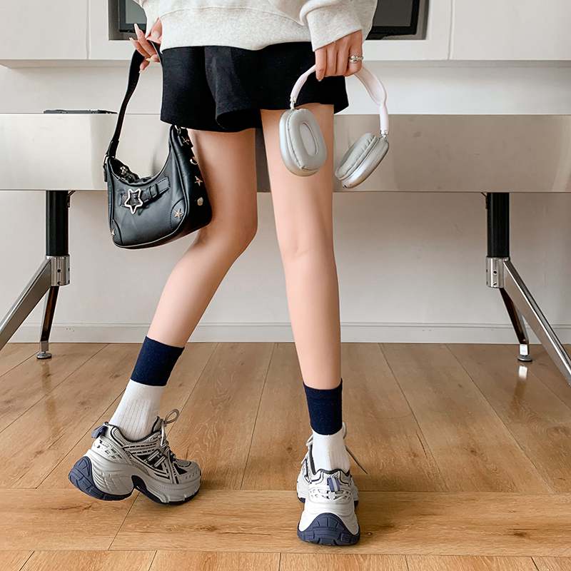 Krazing Pot Microfiber Mesh Spring Autumn Summer Sneakers Platform Lace Up Silver Color Sneakers Thick Bottom Women Fashion Shoes