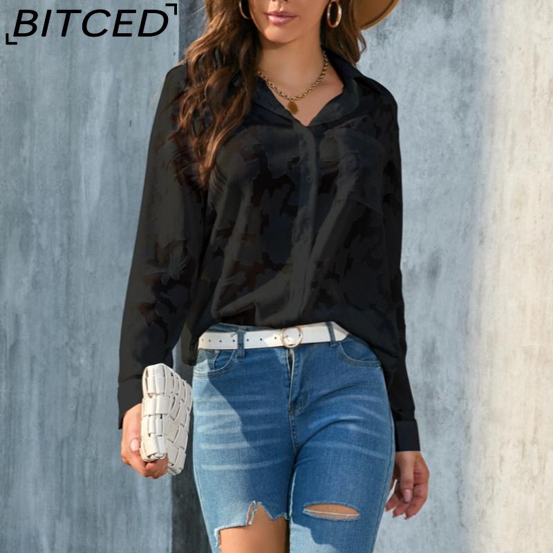BITCED Plus Size Women's Loose-Fit Casual Chiffon Blouse