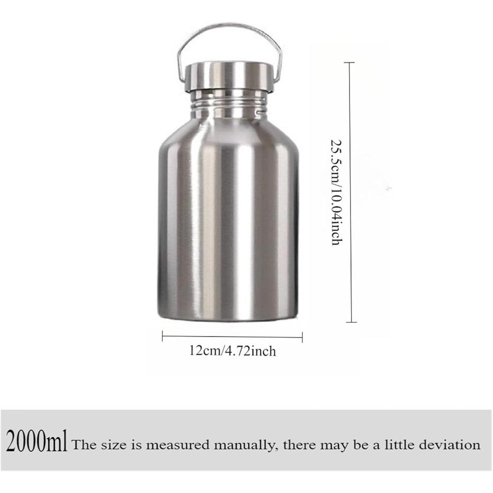 Non Insulated Stainless Steel Water Bottle 2000ML Large Capacity Sports Travel Mug Outdoor Portable Kettle for Hiking Camping