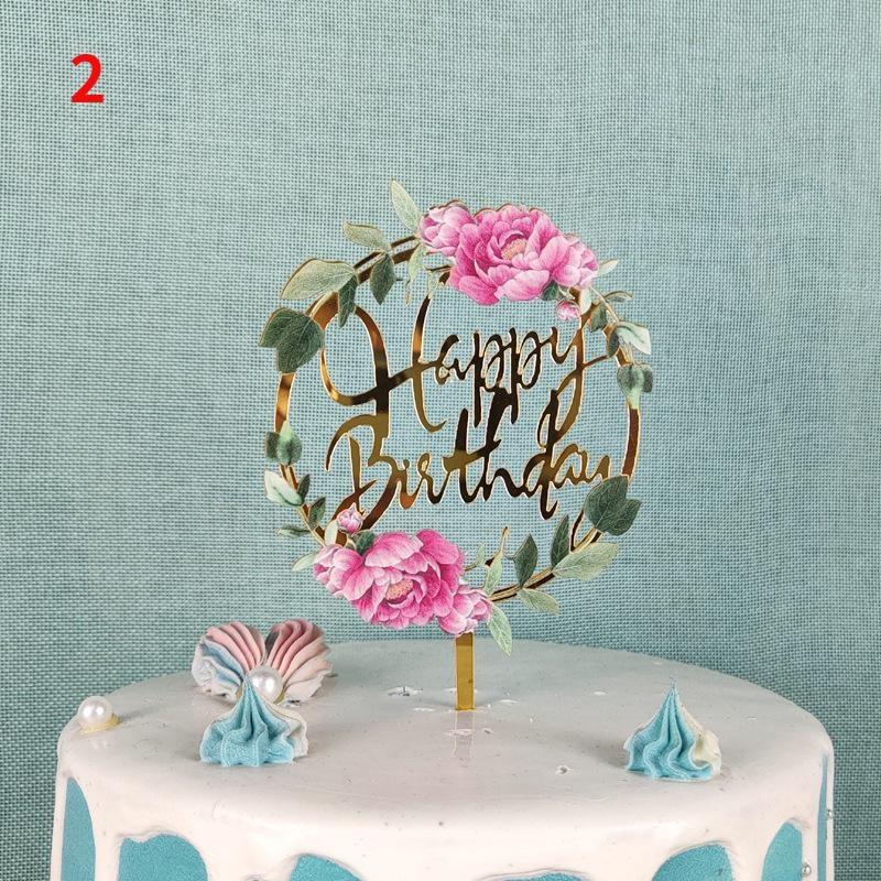 1pc Cake Decorations Happy Birthday Acrylic Cake Insert Toppers for Mitzvah Wedding Anniversary Cake Decor