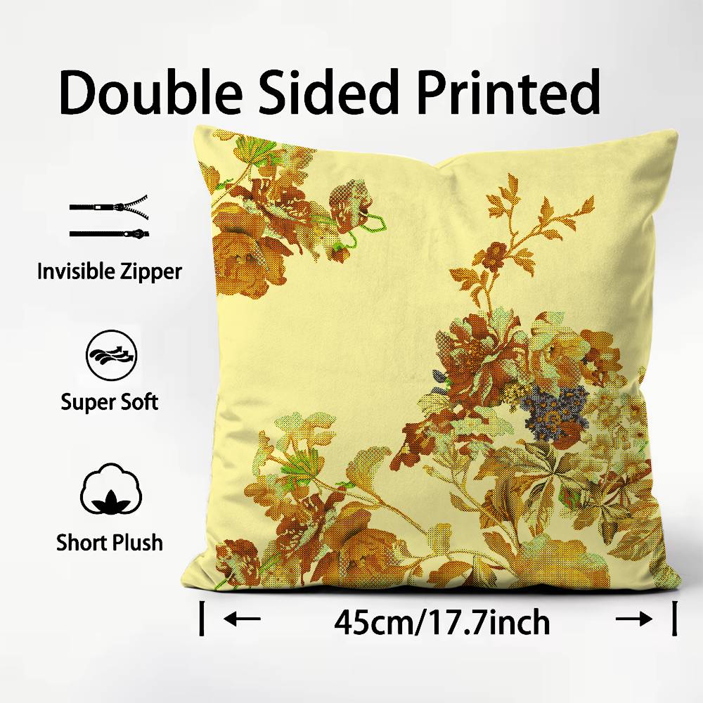 Elegant Traditional Chinese Art Pillow Case Comfort Sofa Bed Silky elegant Invisible zipper Custom Decorative cushion cover