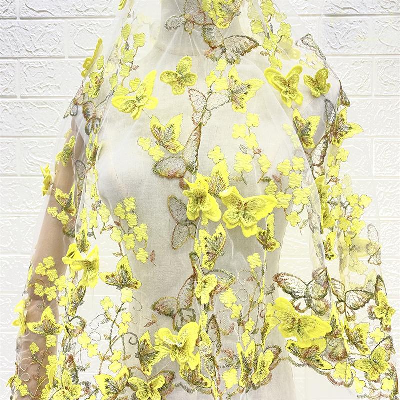 5yards Butterfly Tulle Fabric Handmade Water-Soluble Mesh Embroidery Lace Fashion Fabric DIY Women Clothing Dress Gauze Material