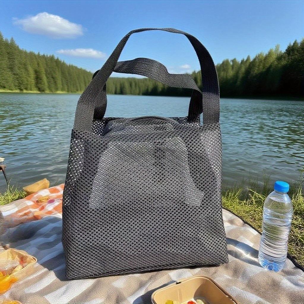 1pc, Large Capacity Mesh Bag with Handle, Travel Storage Bags, Toiletry Bag,Makeup Bag, Portable Beach Bag,Cosmetic Zipper Pouch