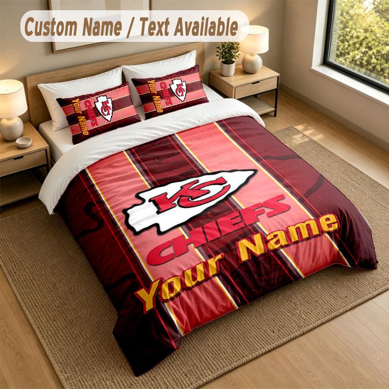 Bedding Set 1 Duvet Cover 2 Pillowcases Kansas City Chiefs Print Soft Bed Linen Bedroom Decor