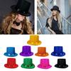 Bright Color Magicians Hat for Women Men with Satin Belt Tall Hat Cosplay Costume Adult Theme Party Stage Performers Hat