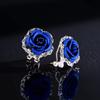 Rose Shaped 4 Color Alloy Rhinestone Stud Earrings for Women Silver Plated Crystal Rose Earrings Fashion Jewelry Gift