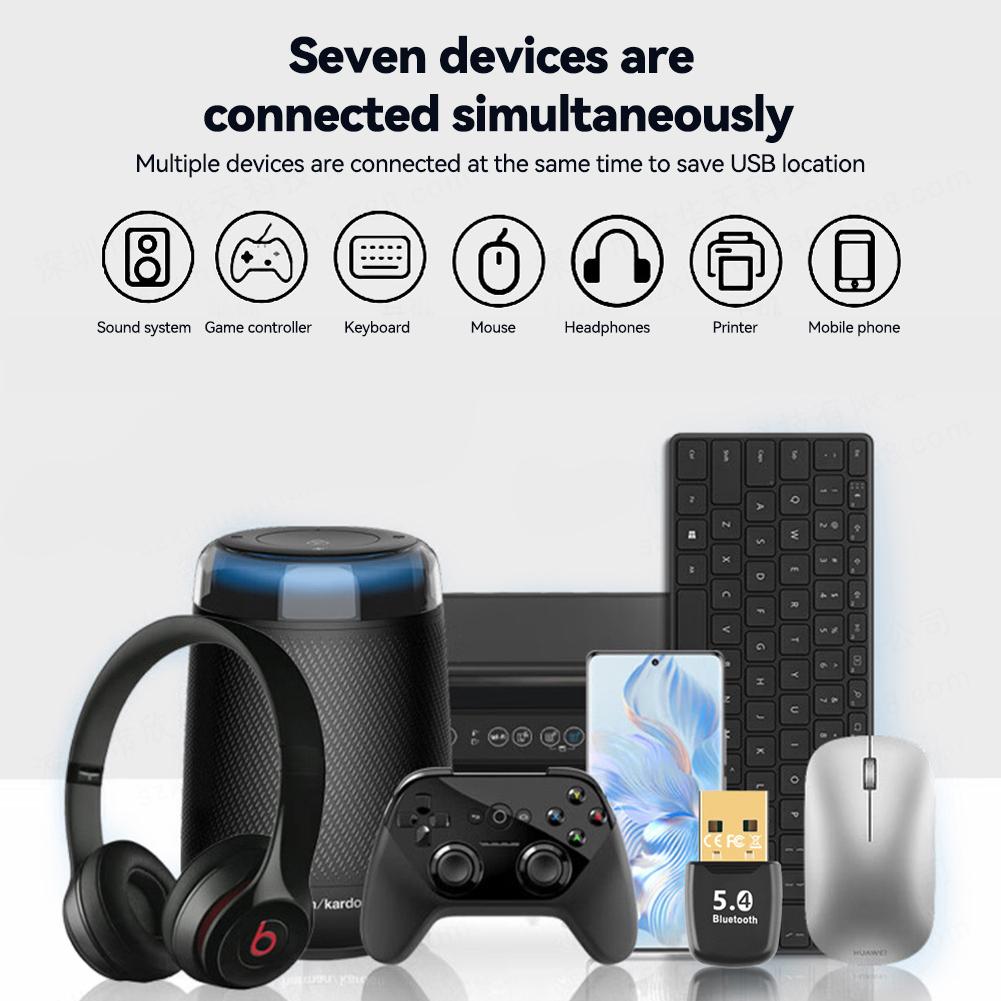 USB Bluetooth 5.4 Adapter Receiver Transmitter Drive Free for PC Speaker Wireless Mouse Keyboard Music Audio