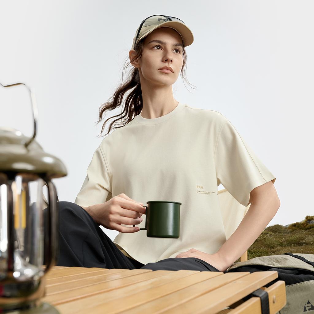 New FILA EXPLORER T Shirt Women's Streptopelia White A11W537108FWT