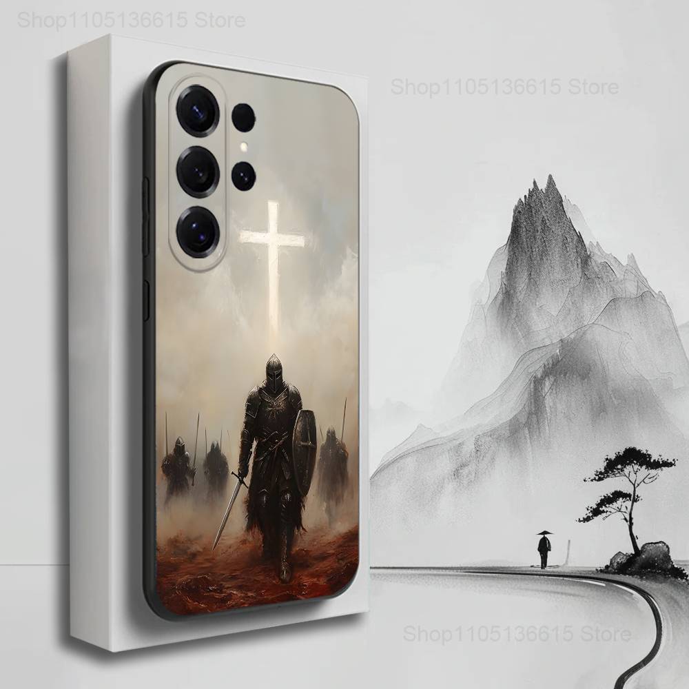 Crusaders Templar Knight Case For Samsung S10,Plus,S9,Ultra,S24,S21,S20,S23,FE,S22,S25,Lite,Soft Silicone Black