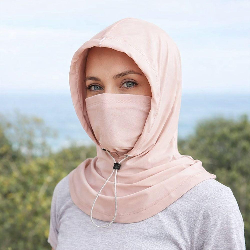 Adjustable Ice Silk Sun Hat Breathable Face Mask Pullover Cap Fashion Sunscreen Hat  Summer