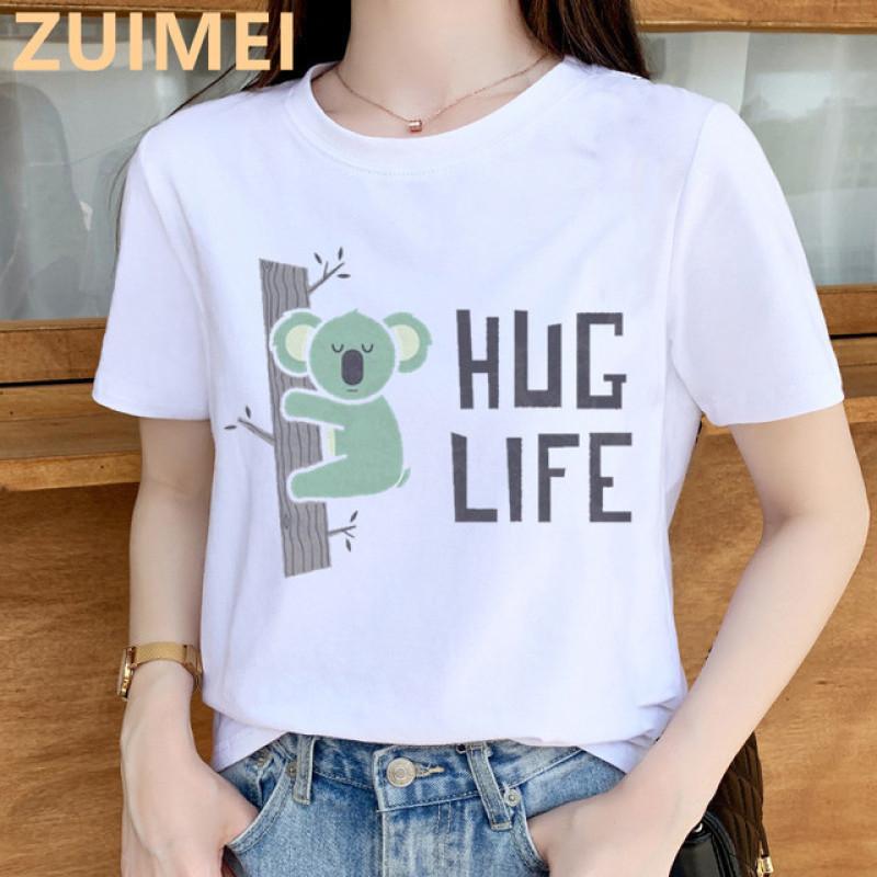 Funny Koala My Puns Are Nope Print Harajuku Top Women T-shirt Casual Ladies Basic O-collar Short Sleeved T-shirt Girl,Drop Ship