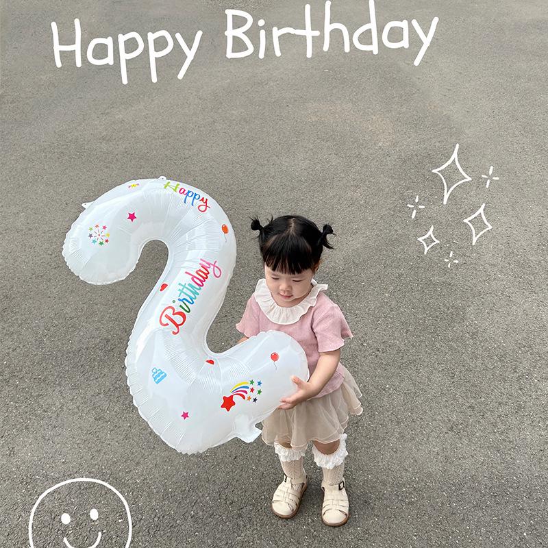 Smiley Face Number Balloons for Kids' Outdoor 2nd Birthday Party Decorations & Photo Props