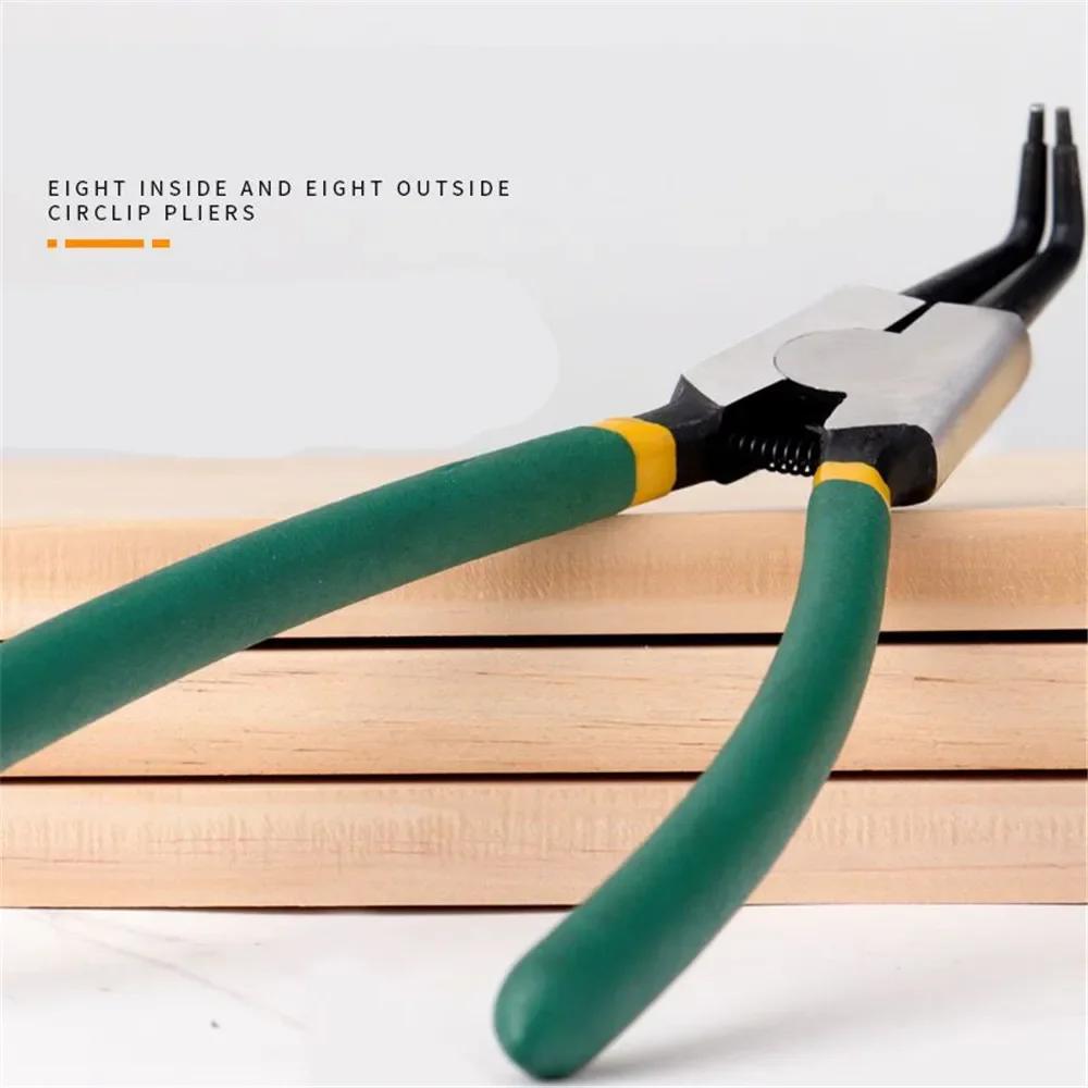 4Pcs 4-in-1 Circlip Pliers Set with Storage Bag 7 Long Nose Bent Plier Inner Outer Retaining Snap Ring Remover Maintenance Tool