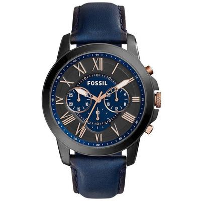 Grant Chronograph Black and Blue Dial Blue Leather FS5061 Men's Watch