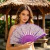 Decorative Fan Vintage Folding Carved Plastic Ribs Hand Held Portable Performance Summer Cooling Wedding Dance Party Props