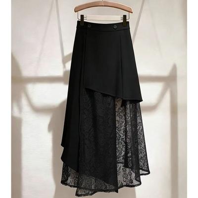 Irregular Patchwork Lace Midi Skirt  Summer Fashion Women Skirts