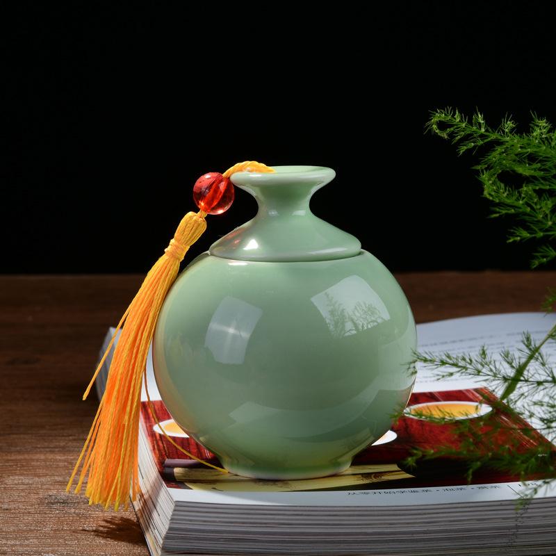 Mini borcan ceramic Retro Home portabil mic ceainic cu ambalaj mic pentru ceai sigilat din porțelan rotund cutie de depozitare recipient pentru ceai