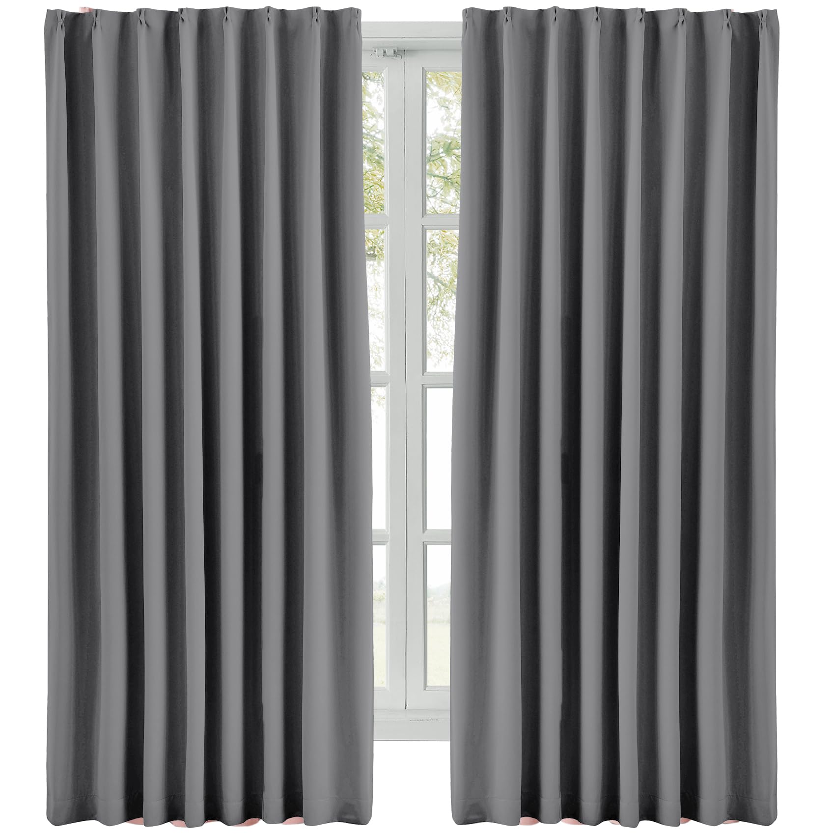 

Hansleep Уровень 1 Комплект Термо Холодной Энергии Однотонный для Спальни и Гостиной Ширина 100см x Длина Шторы, Блэкаут, 2, Изоляция, Защита, серый