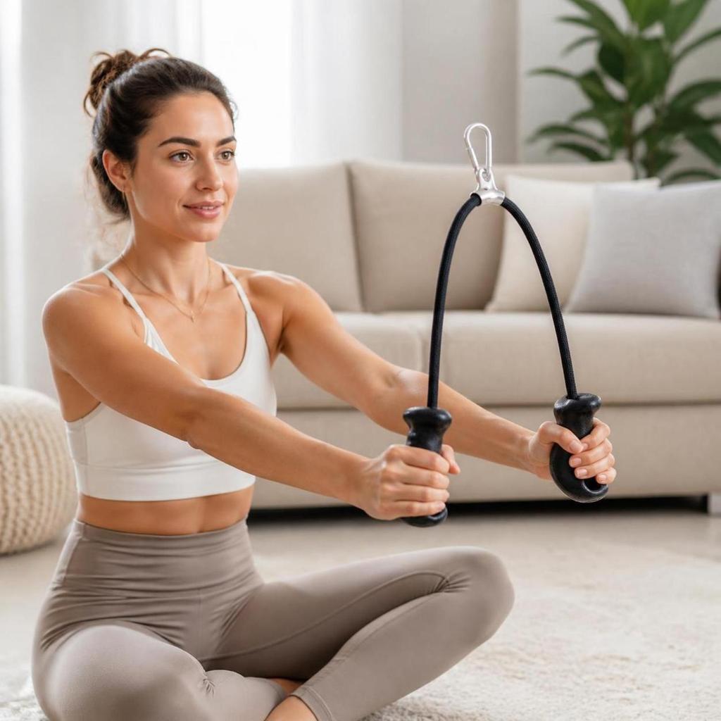 Ergonomic Pilates Strap with Hook | Textured Braided Cord, Fitness Equipment,