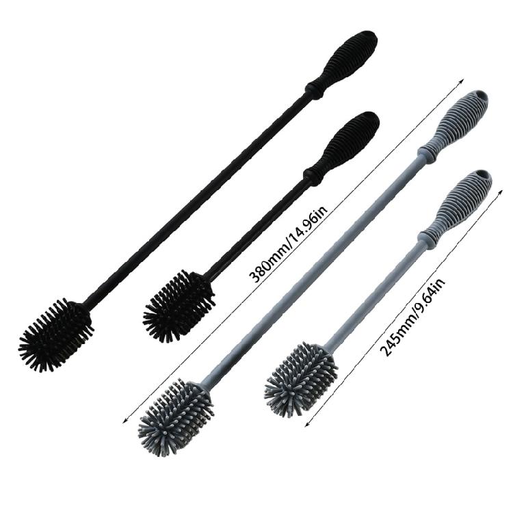 Bottle Brush Silicone Cleaning Tool With Long Handle For Efficient Bottle And Glassware Maintenance