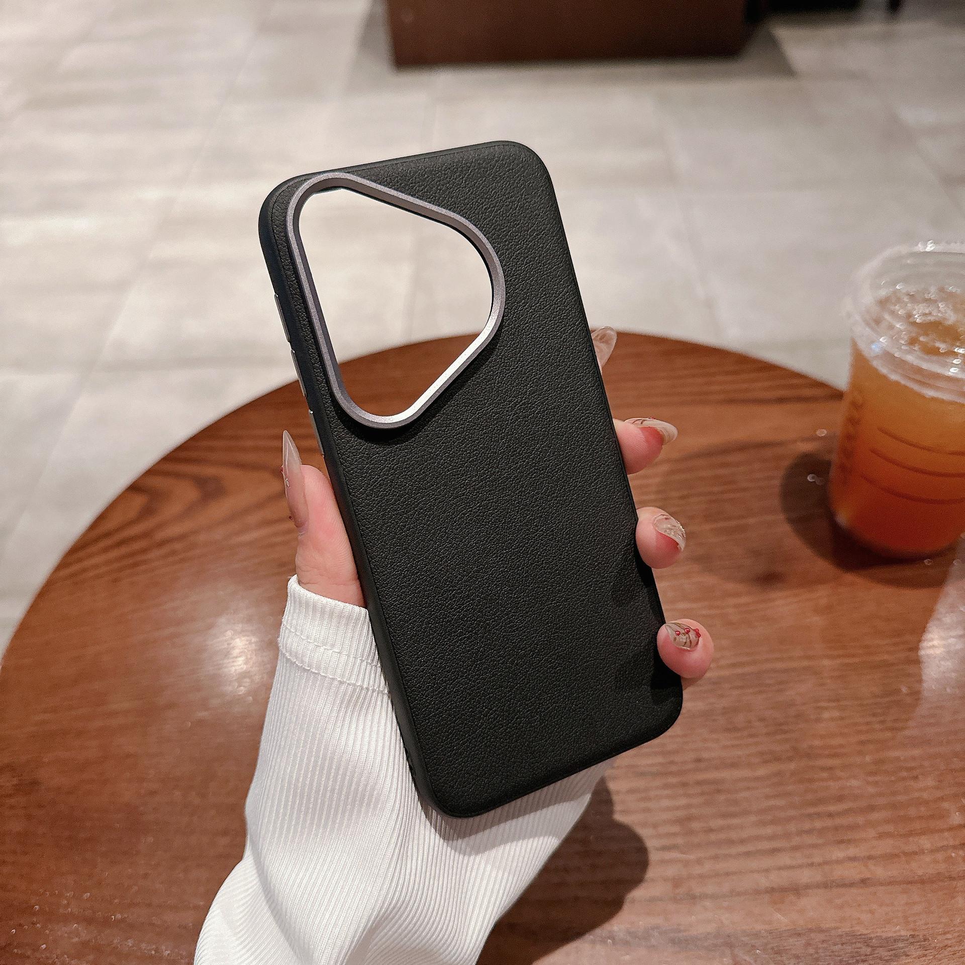 

Suitable for Huawei P70 Leather-textured Phone Case, P70 Pro Metal Keys, P70 ART Metal Lens Ring, Fully Covered Soft Case HUAWEI P70 чорний