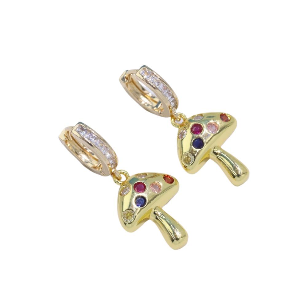 1 Paar Modische Bunte Pilze Hängeohrringe für Frauen Zirkonia Ohrring Schmuck Hochzeitsfeier Accessoires