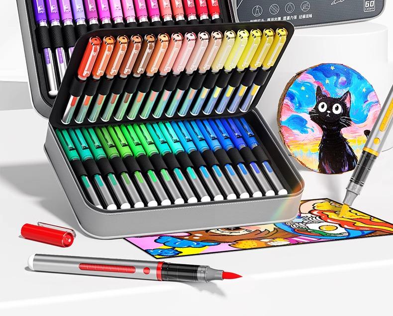 Soft Tip Acrylic Marker Pen Set for Kids' Art - Stackable, 60 or 80 Colors