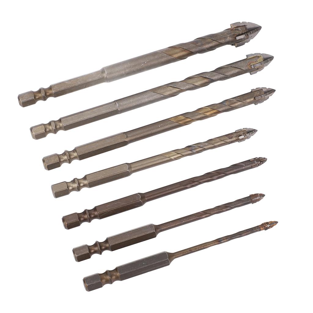 7 Stück Mauerbohrer Set Sechskantschaft Betonbohrer für Zement Glas Holz Fliese Ziegel 312mm