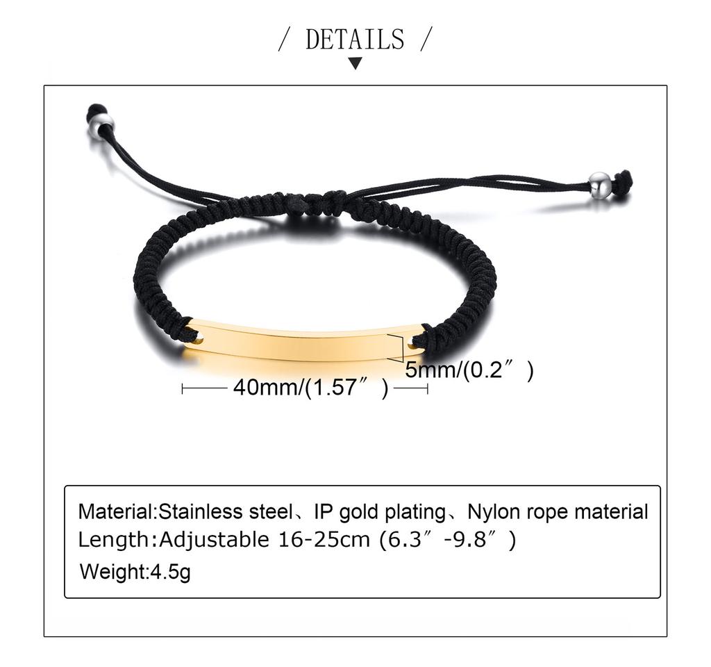 Pulsera Personalizada Trenzada con Cordón y Pulsera de Identificación de Cuerda para Mujer, Pulseras de Cordón Ajustables con Dijes Personalizados