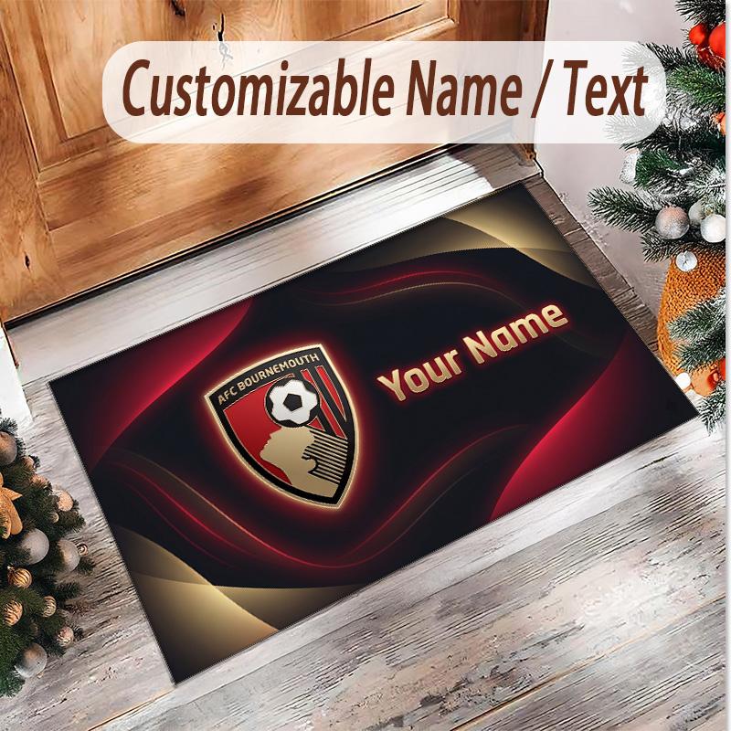Personalized Crystal Velvet Carpet Bournemouth Football Pattern Non Slip Floor Rug