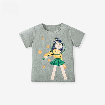 Cotton T-shirt New Children's T-shirt Short Sleeve Summer Girls' Top Cartoon Printed Children's Wear