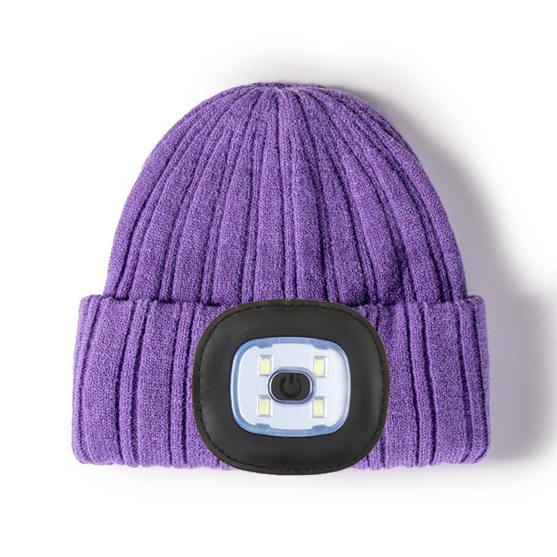 Direct Factory Knitted Beanie with LED Light Warm Ribbed Hat for Walking Camping Working Night Cap Custom Beanie Designer Beanie 20*22cm