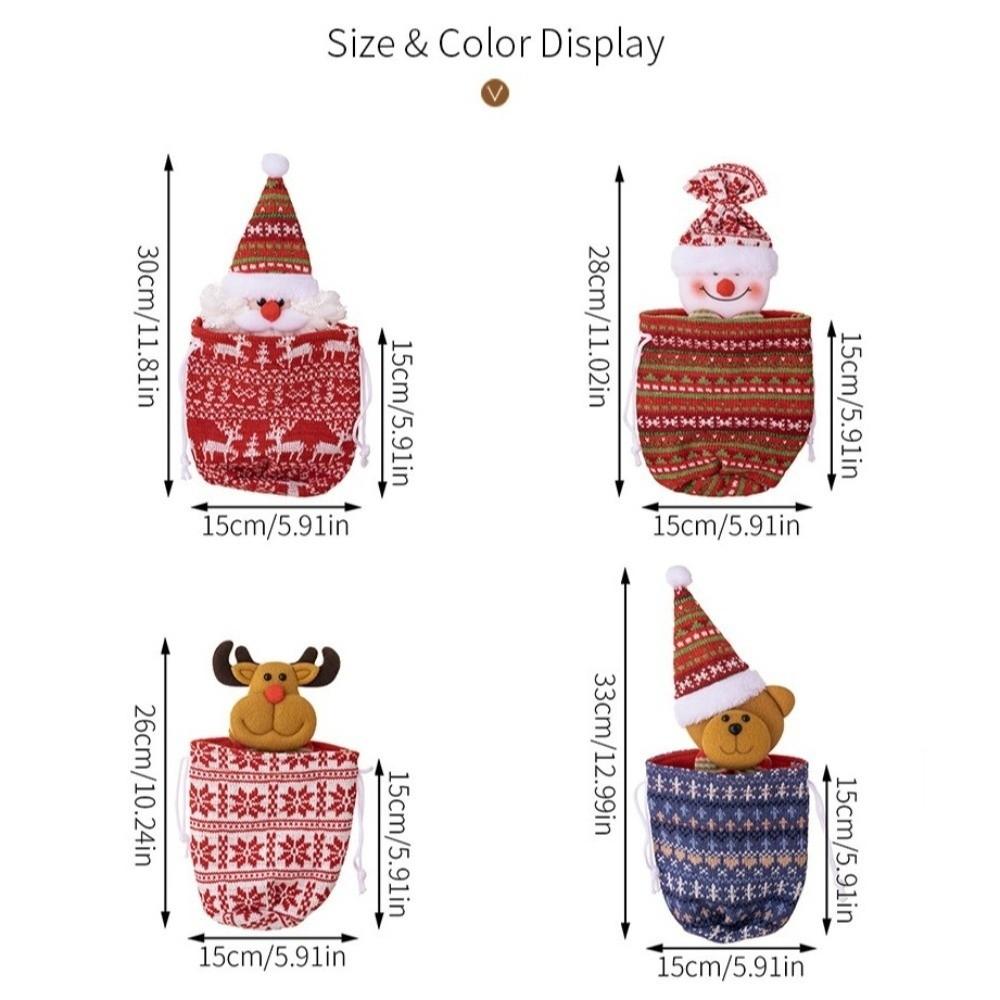 Knitted Christmas Knitted Gift Bags 3D Cartoon Candy Storage Bags  New Year Celebration