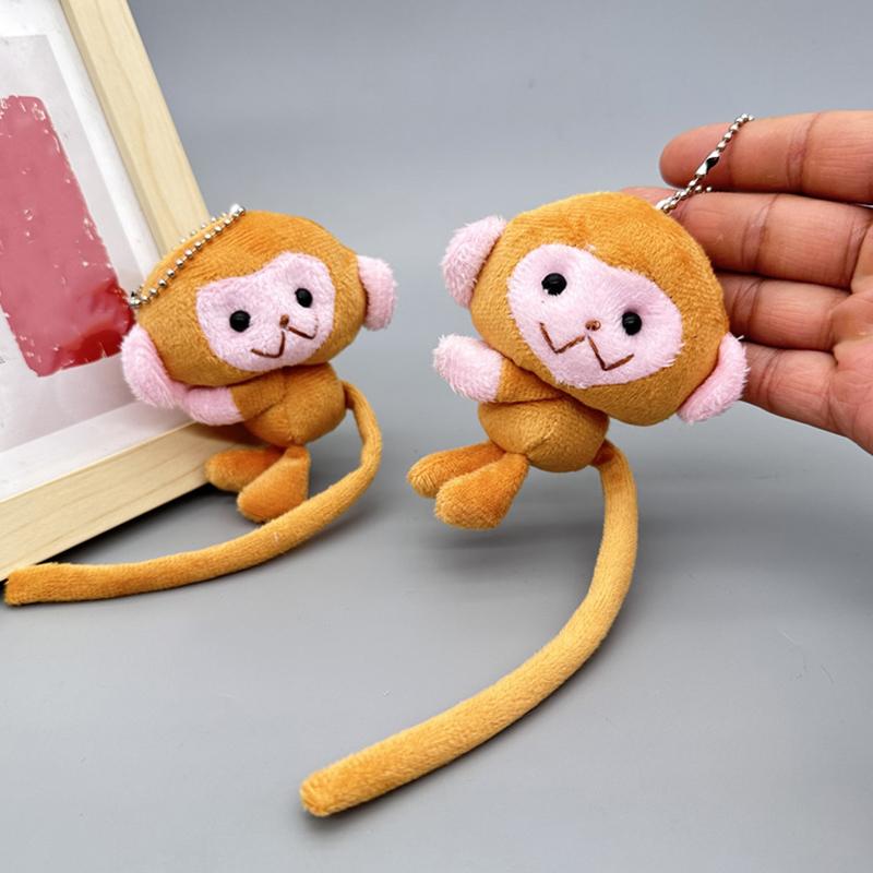 Cartoon Long Tailed Monkey Doll Key Chain Pendant Diy Plush Toy Doll Keychain Backpack Pendant Accessories Gift For Children