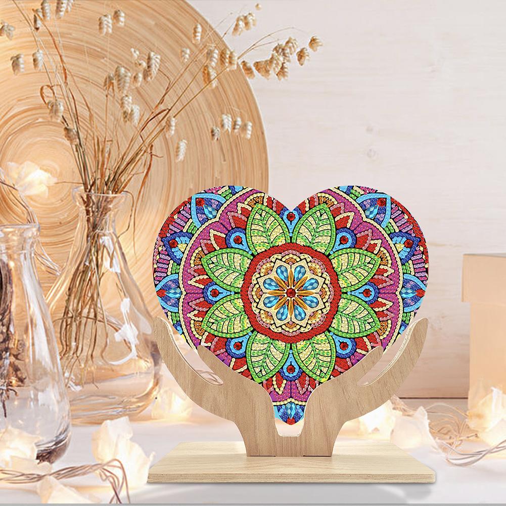 Wooden Flower Diamond Painting Tabletop Ornaments Kit Butterfly 5D DIY Diamond Art Tabletop Decorations for Home Office Decor