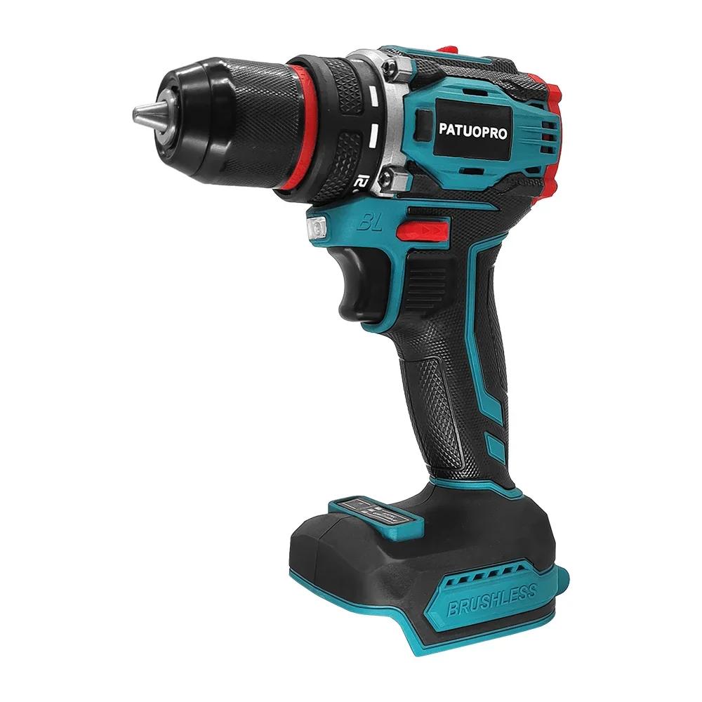 10mm Metal Chuck Brushless Electric Drill 2-Speed Cordless Compact Drill Screwdriver Power Tools For Makita 18V Battery
