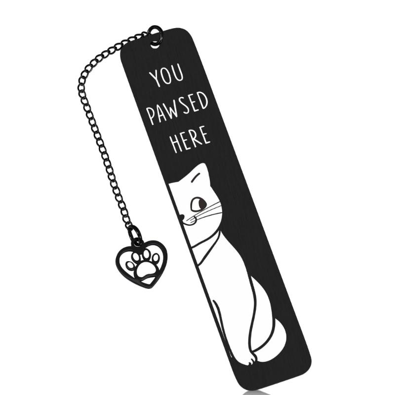 Stainless Steel Cats Bookmarks Chain Bookmarks Pendant Bookmarks Metal Bookmarks Page Divider for Teacher Book Lover