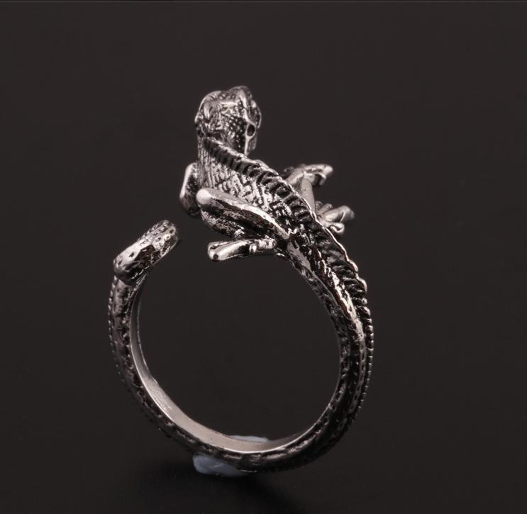 Vintage Eidechsenringe für Männer Frauen Trendy Gecko Hip Hop Rock Ring Geschenk