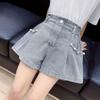 Summer Girls Denim Shorts Children's Pleated Jeans 4-12Years Teens Girls Short Jeans Pearl Decoration