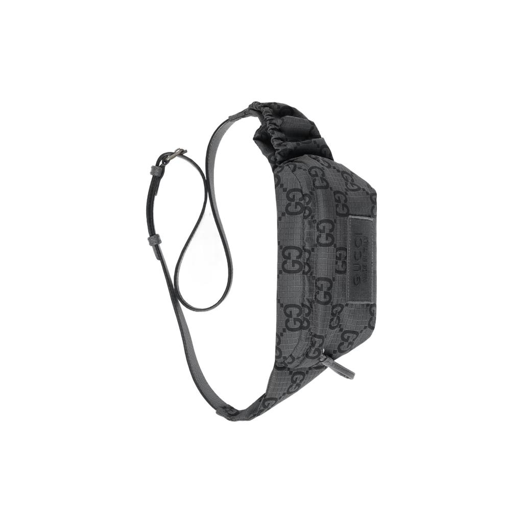 Gucci Allover Logo Zip Closure Waist Bag Large Men Waist Bag Gray Black 767934-FACPM-1246