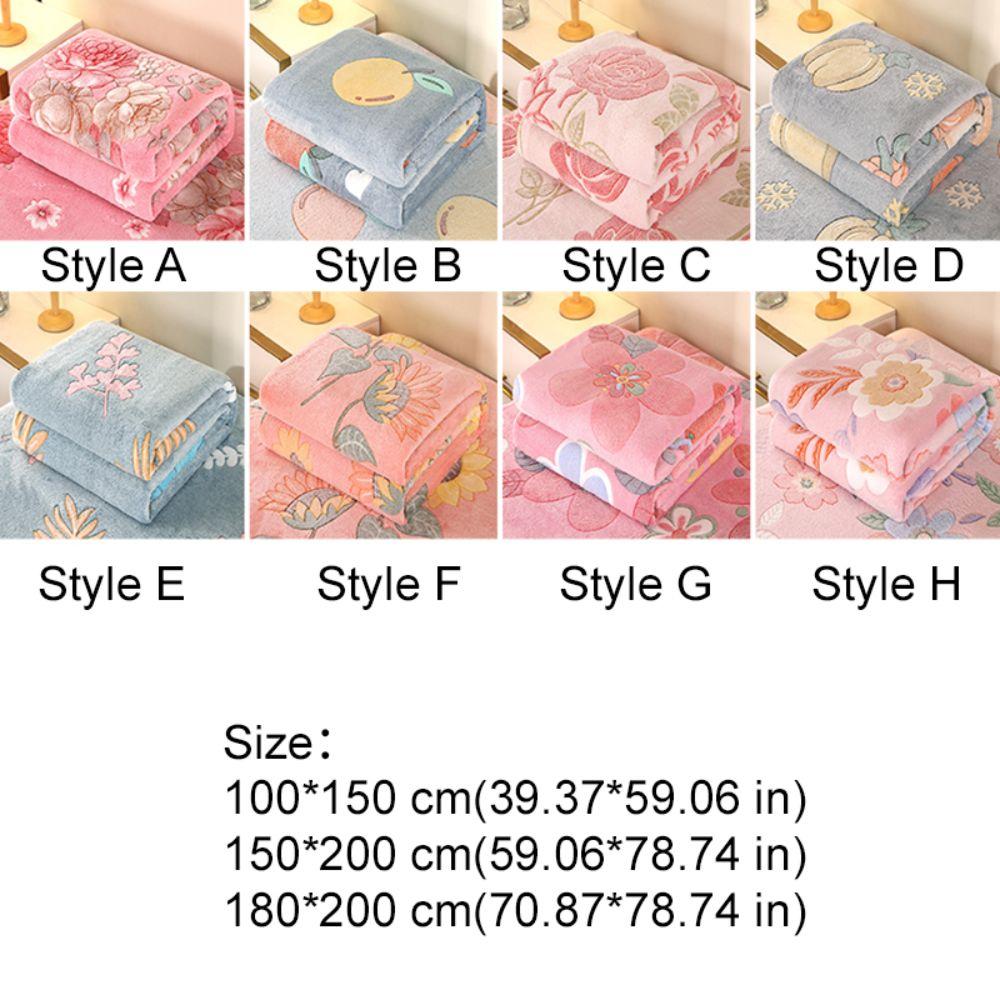 Shawl Warm Floral Flannel Blanket Skin-friendly Soft Throw Blanket No Shrinkage Cozy Nap Blanket Office