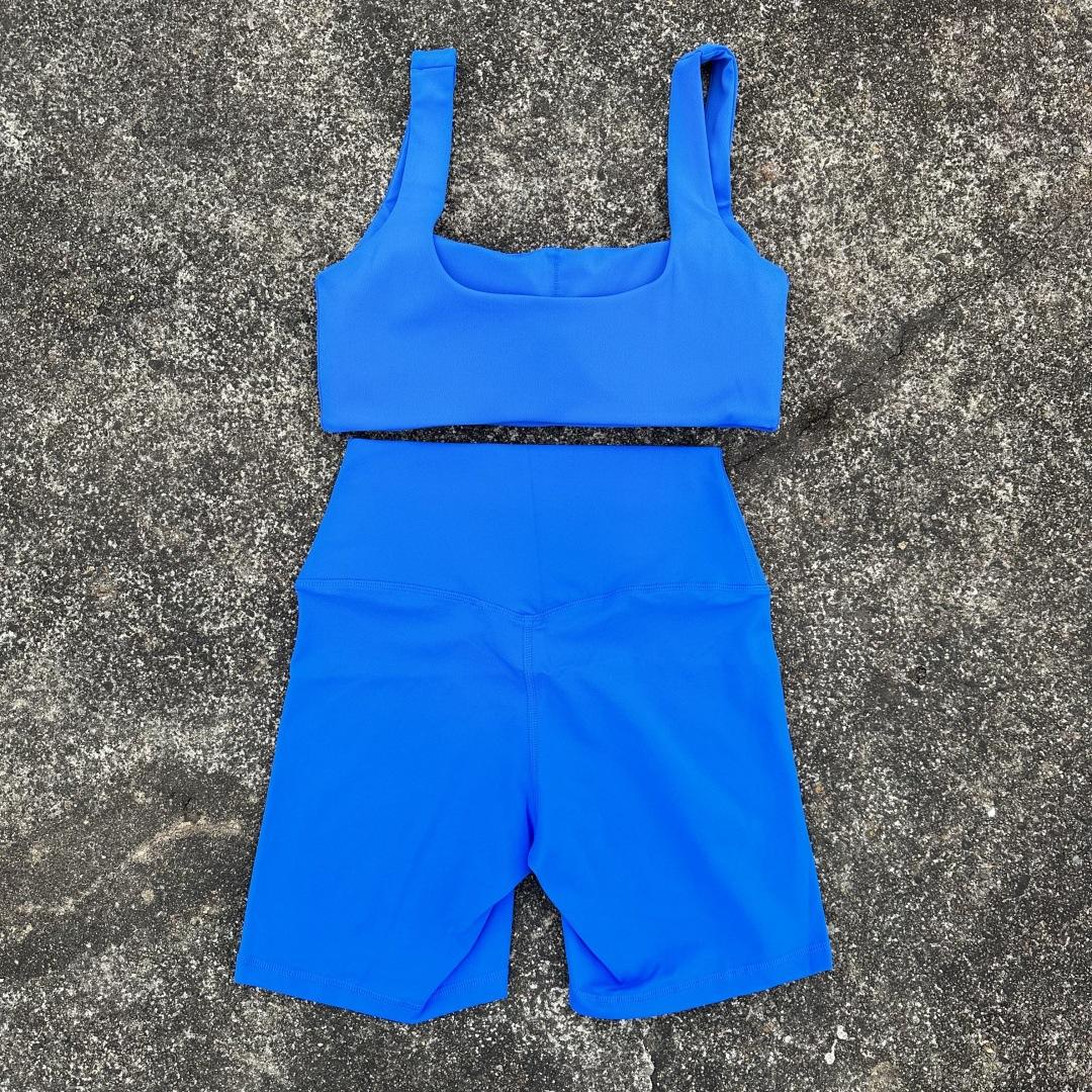 

JYL Yoga Shorts Trousers Suit Square Neck Hollow Vest Tight Shorts Sports Fitness Outfit M попередній колір мережива