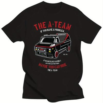 TShirt for Larger Men Featuring The ATeam Van Humorous 80S TV Show Design with Mr T Perfect for Summer