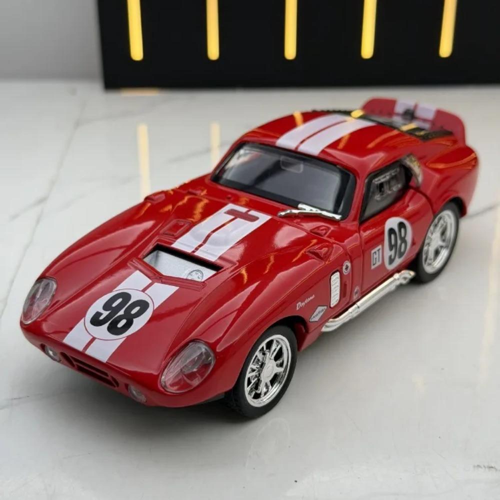 Simulation 1/32 Ford Shelby Cobra Sports Car Model Sound and Light Pull-Back Toy Vehicle Boy Ornament Collection Miniature Voiture