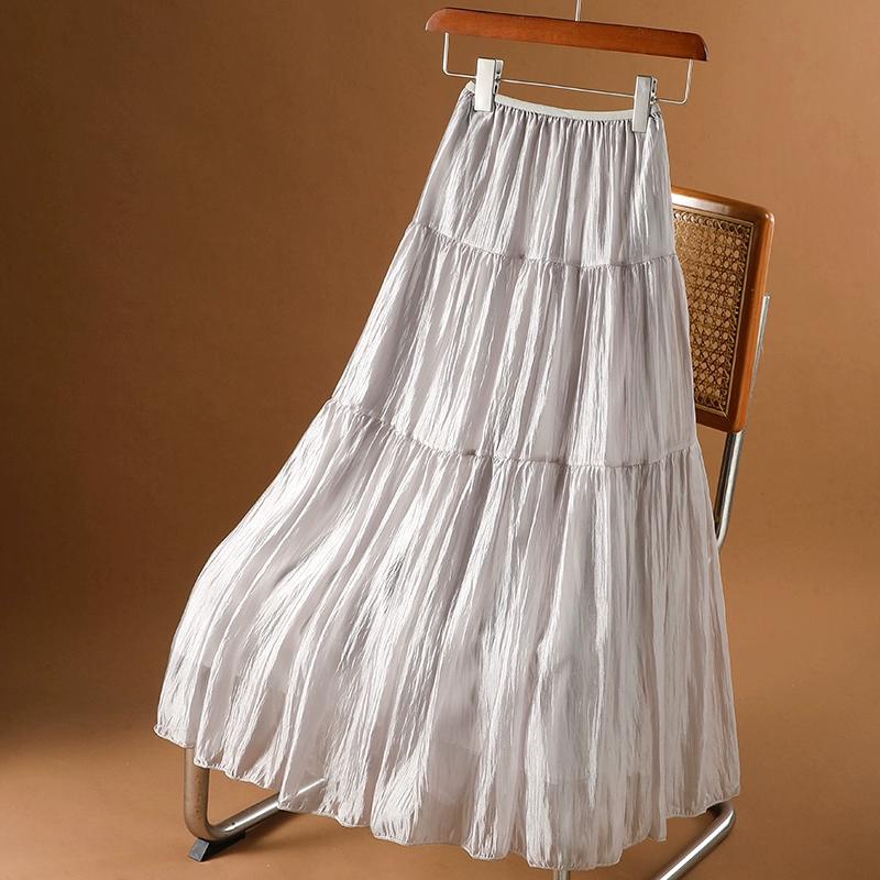 Dimanaf 2025 sommer Frauen Neue Röcke Feste Elastische Taille Gefaltete Elegante Röcke